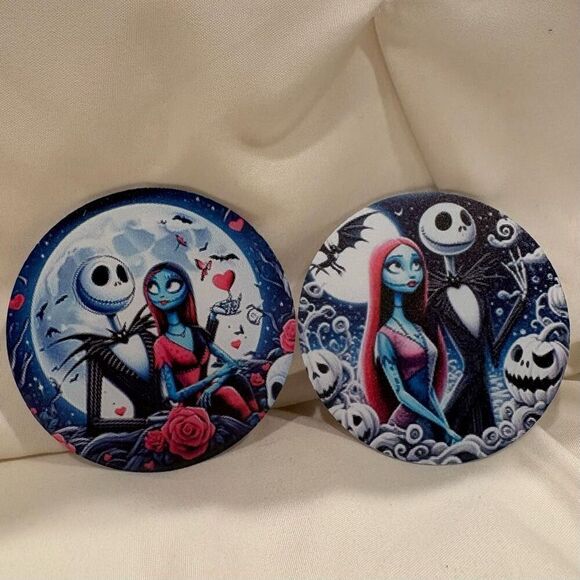 Nightmare Before Christmas Car Coasters Non-slip Cup Pads for Car Cup Holder NWT - Picture 1 of 5
